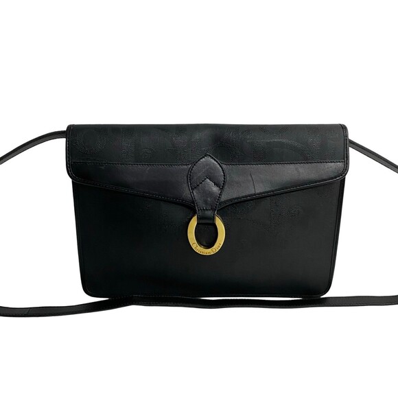 CHRISTIAN DIOR Black Leather Trotter Shoulder Bag